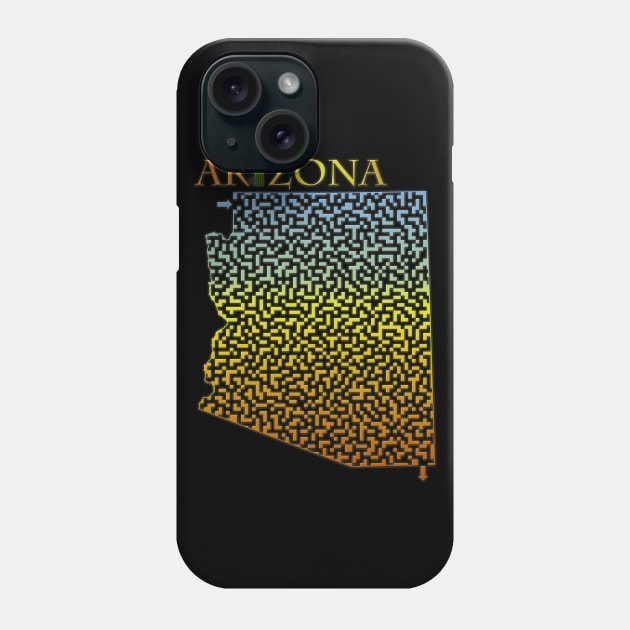 Arizona State Outline Desert Themed Maze & Labyrinth Phone Case by gorff