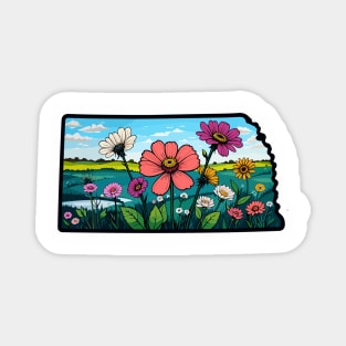 Nebraska Flowers Magnet