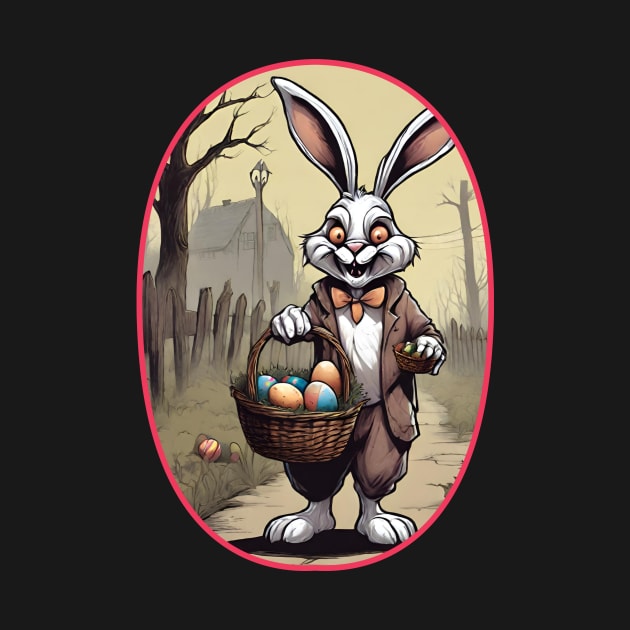 Dark Easter: Creepy Bunny with Chocolate Eggs (Concept Art Illustration) by Sr-Javier