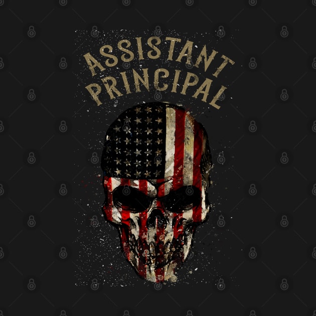 Assistant Principal - Watercolor Skull in American Flag Design by best-vibes-only