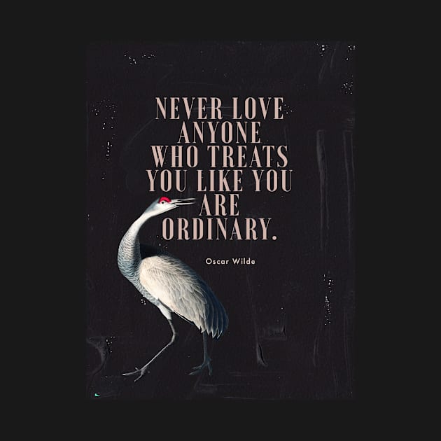 Oscar Wilde Inspirational Quote on Love Black Background Gold Paint Bird Painting by penandbea