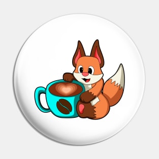 Fox with Cup of Coffee Pin