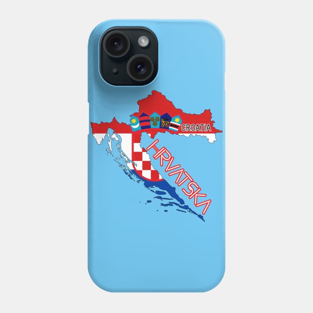 Croatia flag & map Phone Case by Travellers