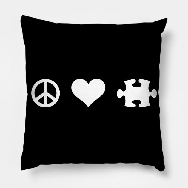 Peace love jigsaw puzzle Pillow by Designzz