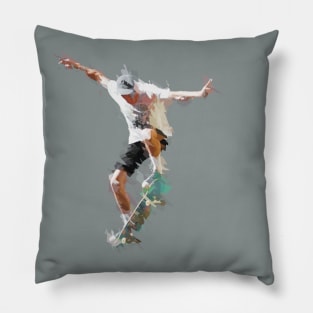 Skateboarder Shattered Geometry Pillow