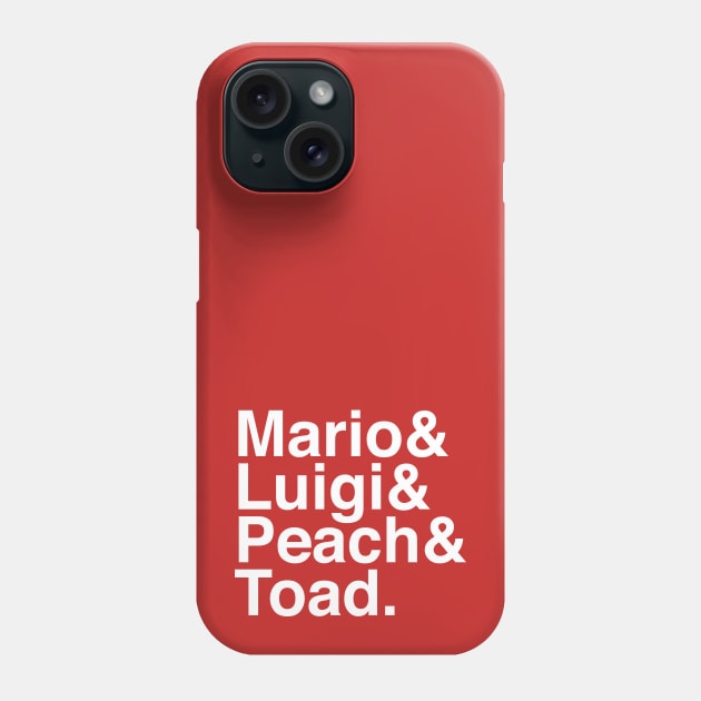 Helvetica Mario Video Game Characters Phone Case by Carl Cordes