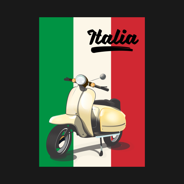 Italy vintage scooter travel poster by nickemporium1