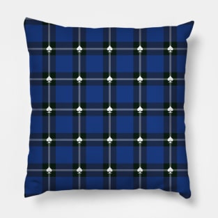 Plaid Dark Blue Spade Pillow