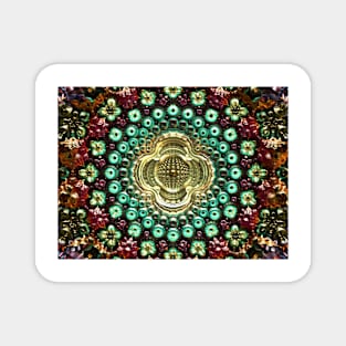 Golden Hearted Cross of Flowers Magnet