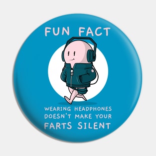 Funny Headphones Silent Fart Joke Pin