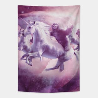 Epic Space Sloth Riding On Unicorn Tapestry