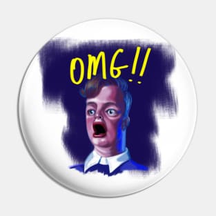 OMG!! Dude in Shock Funny Caricature Meme Pin