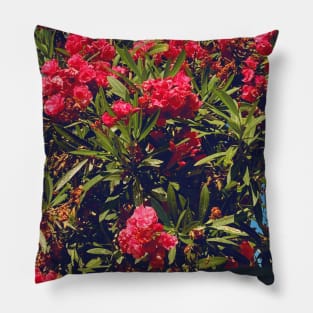 Pretty Red Flower with green leaves nature lovers beautiful photography design Pillow