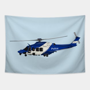 Police helicopter cartoon illustration Tapestry