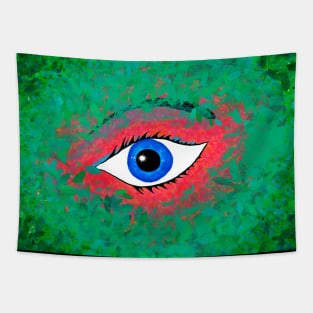 Mysterious eye peeking through a vegetation Tapestry