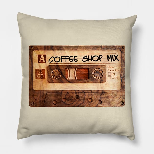 Coffee Shop Mixtape Pillow by CYCGRAPHX