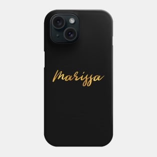 Marissa Name Hand Lettering in Faux Gold Letters Phone Case