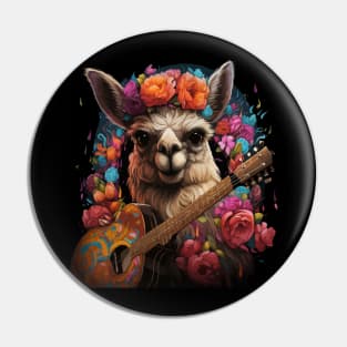 Llama Playing Guitar Pin