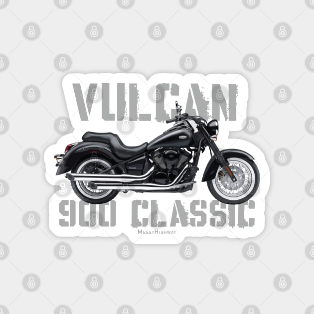 Kawasaki Vulcan 900 Classic 19 gray, sw Magnet by MessyHighway