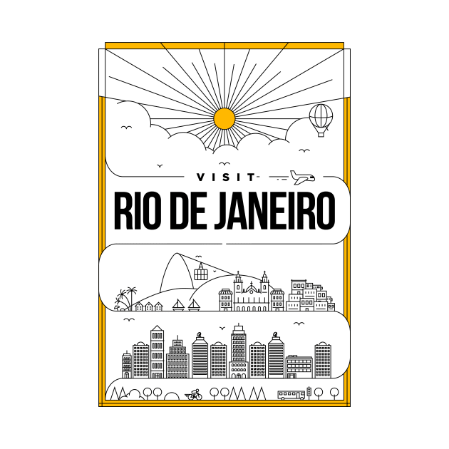 Rio de Janeiro Minimal Lineal Poster by kursatunsal