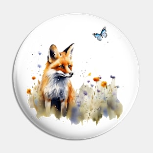 Fox in a Meadow Pin