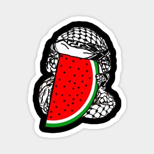 Free Palestine Watermelon Keffiyeh - Wrapped - Back Magnet