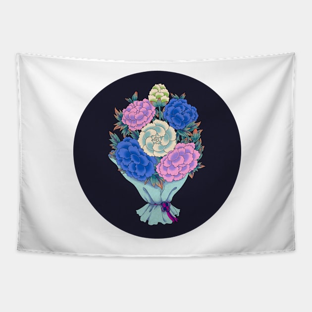 Minhwa: Peony Bouquet K Type (Korean traditional/folk art) Tapestry by koreanfolkpaint