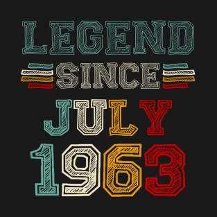 60 Years Old Legend Since July 1963 60th Birthday T-Shirt