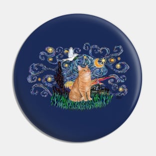 Orange Tabby Cat in "free form" Starry Night Pin