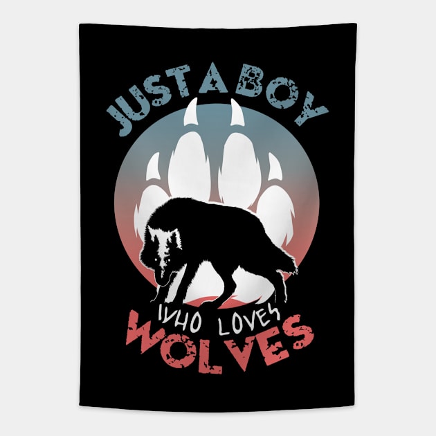 Just a boy who loves wolves Tapestry by TMBTM