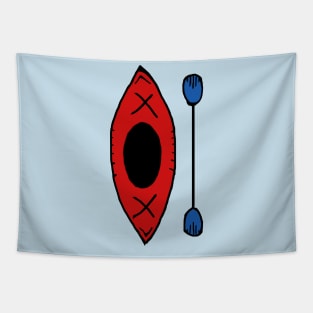 Red Simple Kayak Tapestry