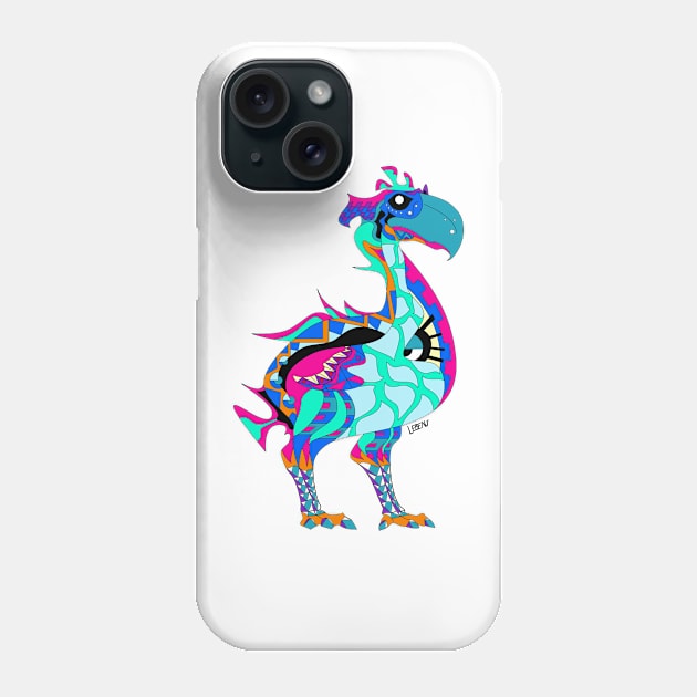 gastornis dinosaur bird in ecopop totonac tribal pattern wallpaper colors Phone Case by jorge_lebeau