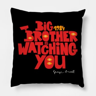 Orwellian Tribute - „Big Brother is Watching You“ - Dystopian Art Design in Classic Colors Pillow