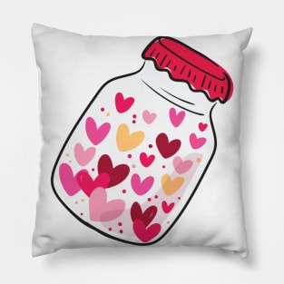 Jar of colored hearts Pillow