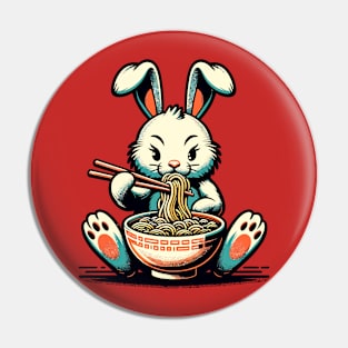 Rabbit eating ramen noodles Pin