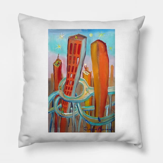 Megacity 4 Pillow by diegomanuel