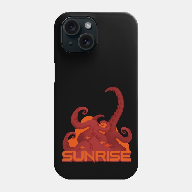 Red Tentacles with Orange Fish Sunrise Phone Case by Polikarp308