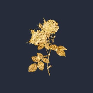 Vintage Gilded White Damask Rose Botanical Gold Leaf T-Shirt