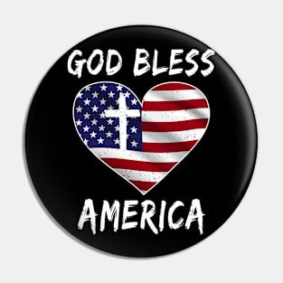 God Bless American Flag Heart Pin