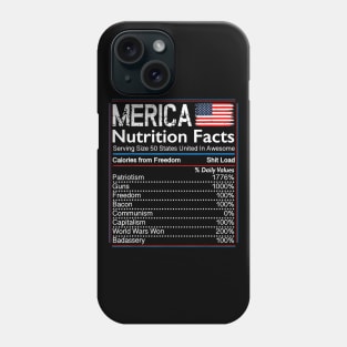 4th of July Proud American Shirt Merica Nutrition Facts Phone Case
