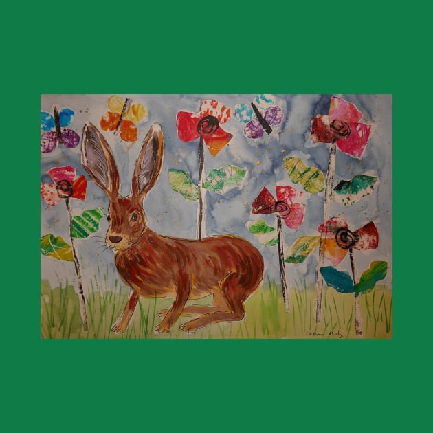 Cute Hare among Poppies, Collage by Casimirasquirkyart