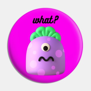 Cute Purple and Green Monster asking What? Pin