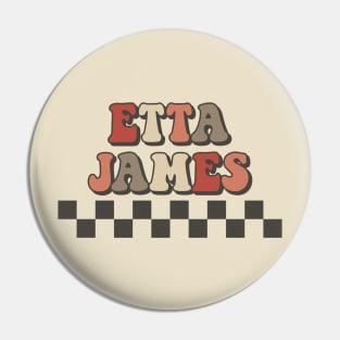 Etta James Checkered Retro Groovy Style Pin