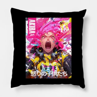 AKIBA DRIP - Children of Wrath - SCREAM LOUDER | VIBRANT HYPER POP ENRAGED ANIME GIRL Pillow