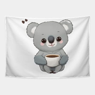 cute koala bear with coffee Tapestry