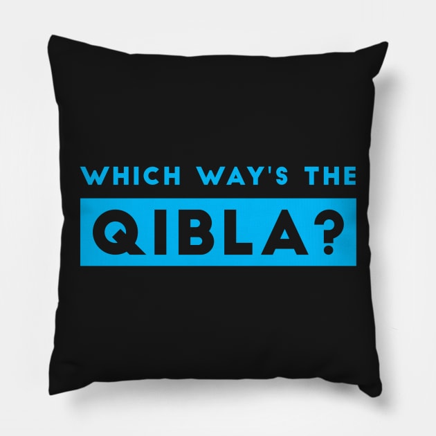 Which Way's The Qibla? - 2 Lt Blue Pillow by submissiondesigns