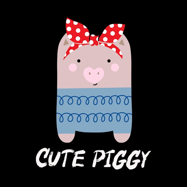 Cute Piggy with bandana i love piggy by sevalyilmazardal