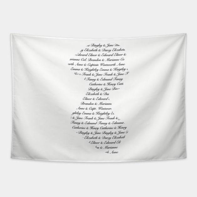 Jane Austen Romance Silhouette Tapestry by LoveLiterature