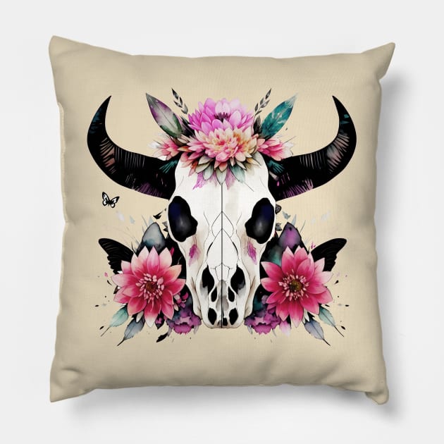 Cow skull shop pillow