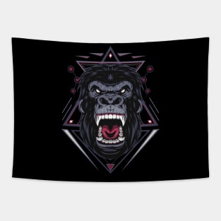 ferocious the gorilla head Tapestry